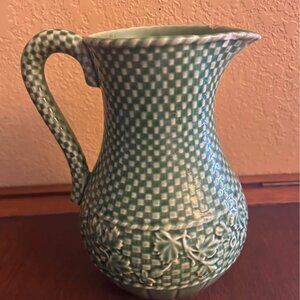 Genuine Bordallo Pinheiro Basketweave Ceramic Pitcher